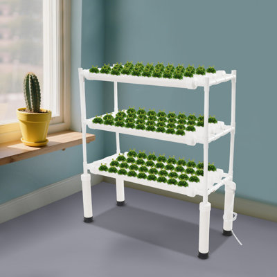 3-Tier 108-Hole Vertical Hydroponic Grow System, Garden Tower, 3-Tier Indoor/Outdoor Soilless Grow Kit reestanding Indoor/Outdoor Planter with Water Pump & Timer