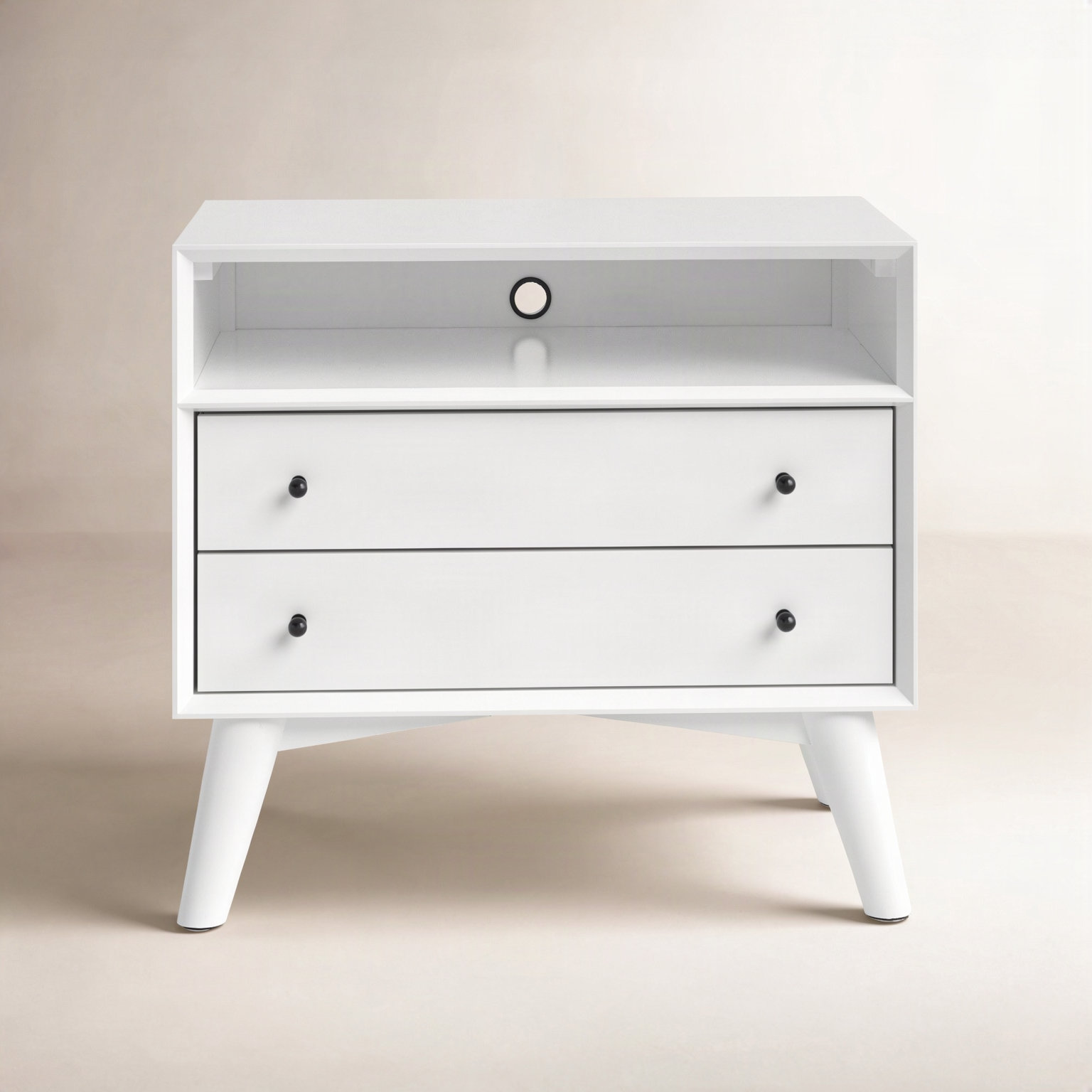 Williams Mahogany Nightstand with Shelf, White