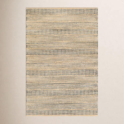 Mulaney Denim Cream Hand-Woven Geometric Jute Rug