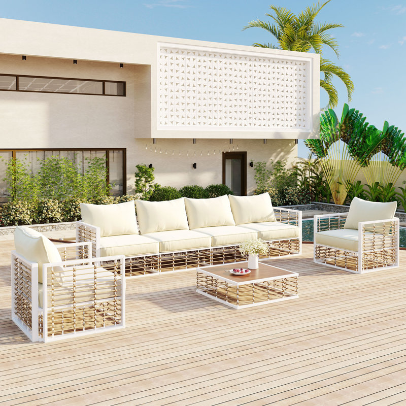Ensemble de canapé modulaire de patio en métal 7 pièces Modern Minimalist