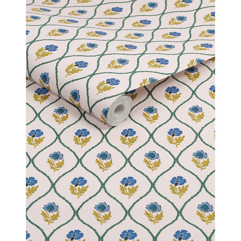 Joules Trellis Floral Creme Gold Wallpaper
