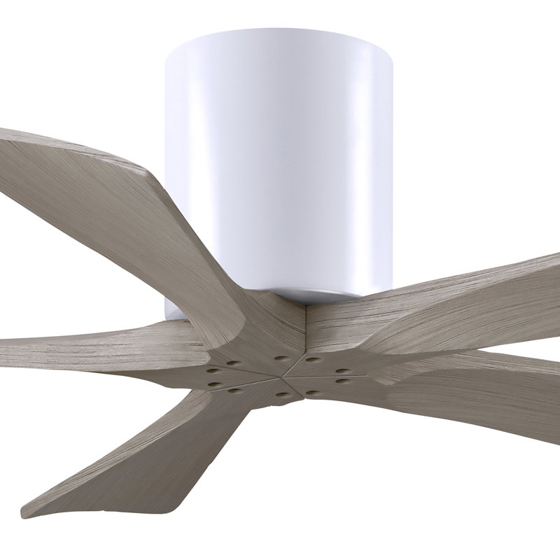 60" Irene 5-Blade Hugger Ceiling Fan with Wall Remote, 42", Brushed Nickel, Gray Ash