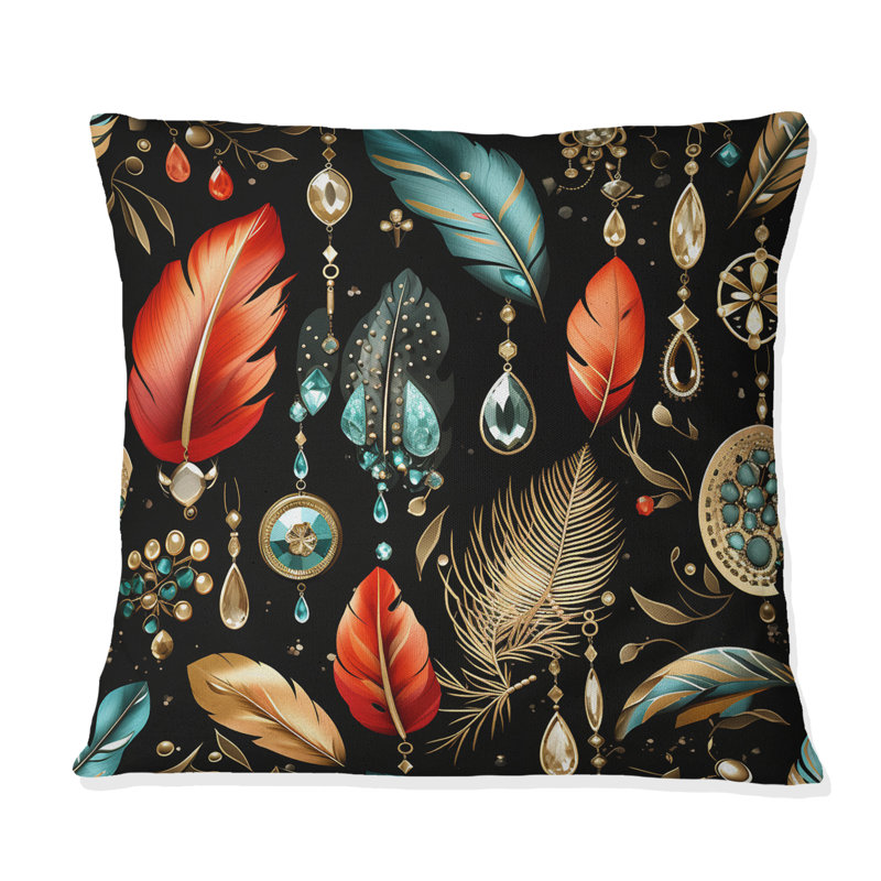 Coussin décoratif noir Boho Chic - Boho, H 16 po x l 16 po