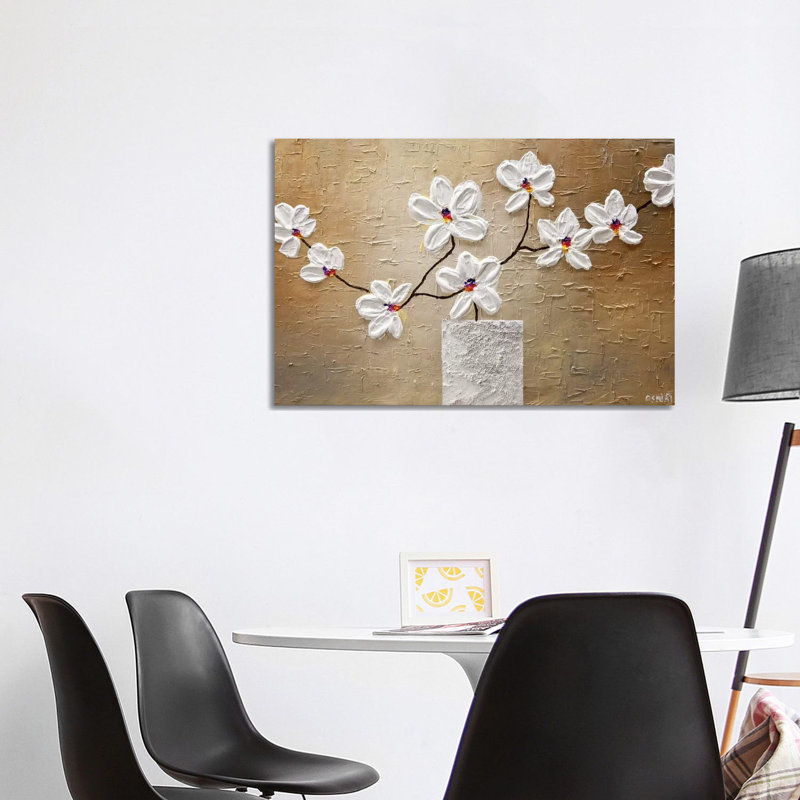White Orchid by Osnat Tzadok - Print on Canvas, 20.32 cm H x 30.48 cm W, No Framed