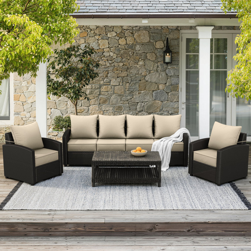 Ensemble de coussins de siège d'extérieur profond - 6,5 po d'épaisseur, coussins de patio antidérapants pour chaises, canapés et canapés