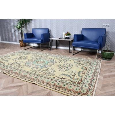 Grand tapis en laine Oushak à motif floral anatolien turc rétro vert idéal pour la décoration de chambre à coucher et un cadeau parfait pour elle