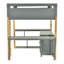 Lit mezzanine simple gris avec solutions de rangement pratiques et plateau de bureau pliable-118082582