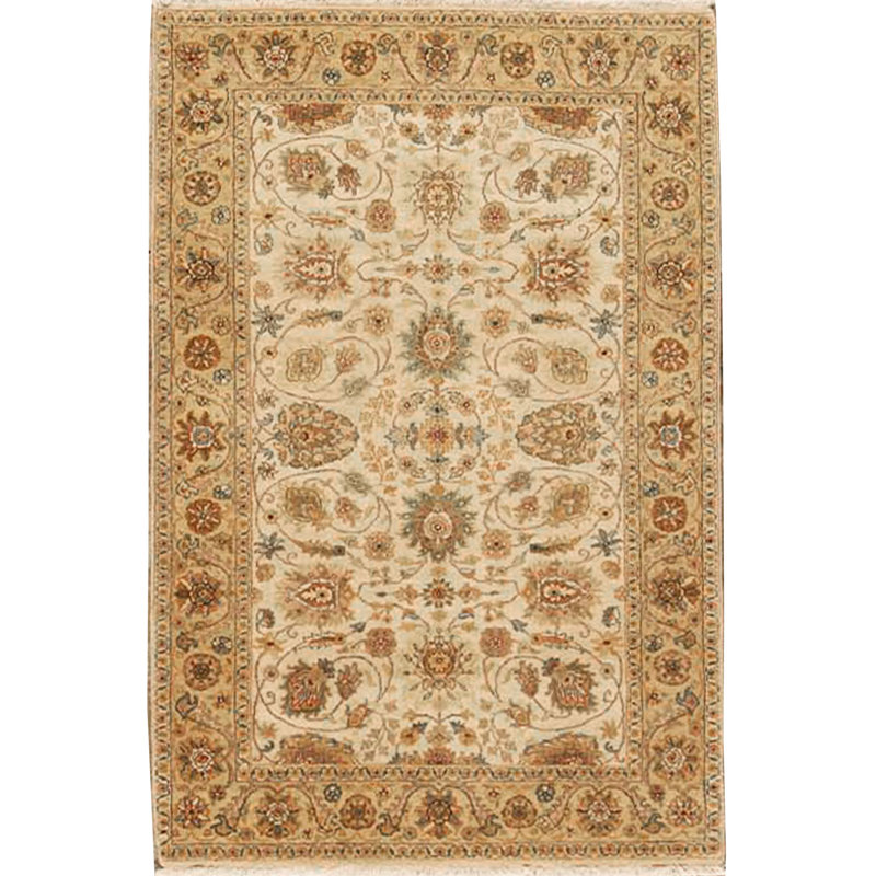 Tapis crème et beige noué à la main de haute qualité