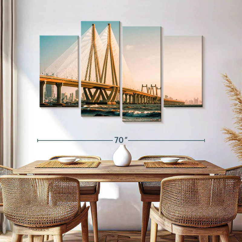 Lilie Bandra-Worli Sea Link au crépuscule, H 42 po x l 68 po