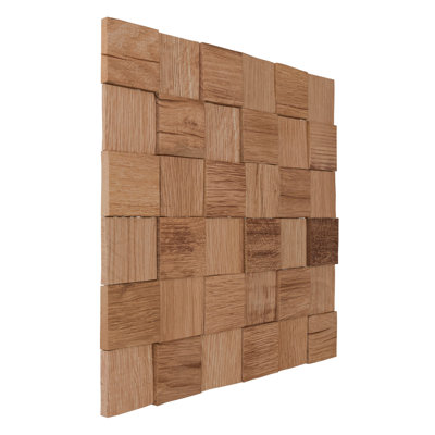 11 7/8"W x 11 7/8"H x 1/2"P Weave Wood Mosaic Wall Tile, Oak