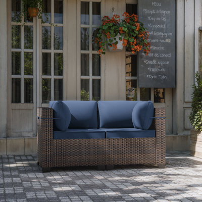 Rosalba Premium Outdoor Loveseat With Adjustable Feet Splash-Proof Cushions And Secure Seat Clips