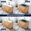 Armoire de meuble-lavabo moderne à 2 tablettes géométriques l 36 po x P 18 po x H 33 po Rowan (lavabo non inclus)-113431567
