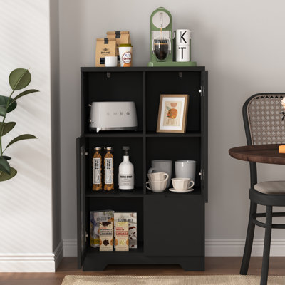 Élégante armoire de plancher en bois avec portes en verre incassable et rangement abondant, idéale pour l'organisation et la décoration de la maison moderne