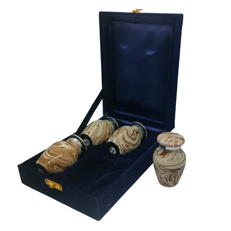 Roert Handmade Marble Finish Keepsake Set, White/Brown