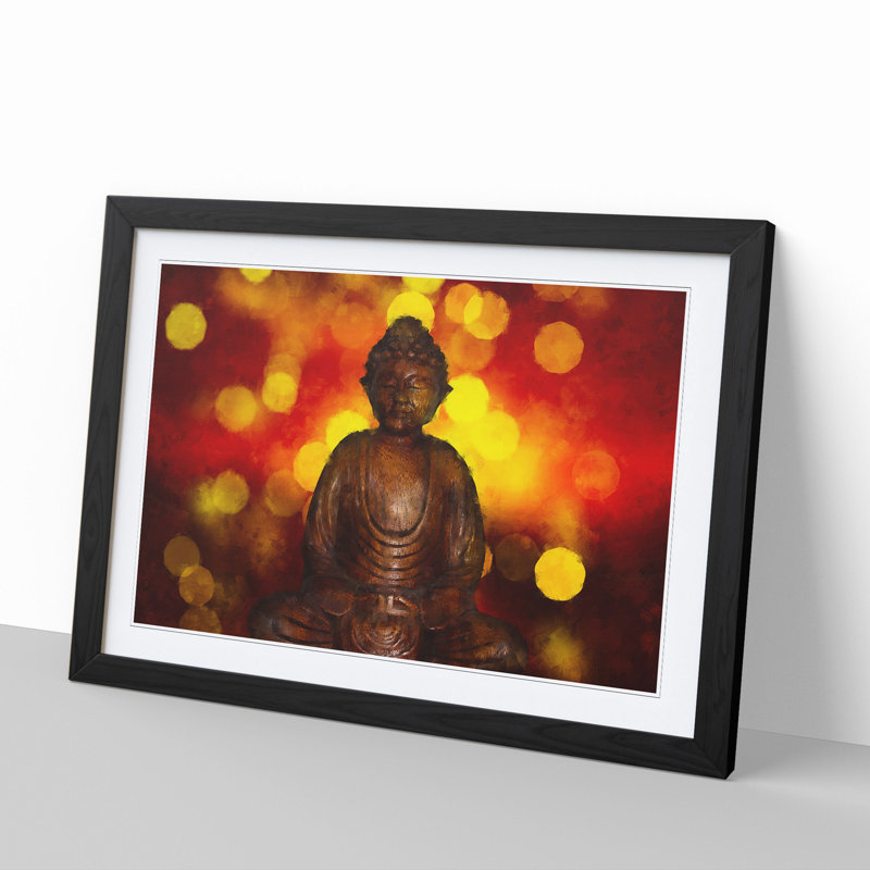 Buddha Statue Vol.2 - Picture Frame Painting, 48cm H x 65cm W x 2cm D, Black