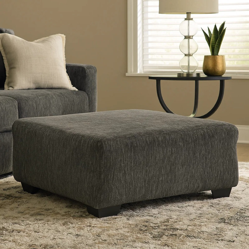 Repose-pieds décoratif, plateau carré de 40 po, polyester gris foncé de style moderne