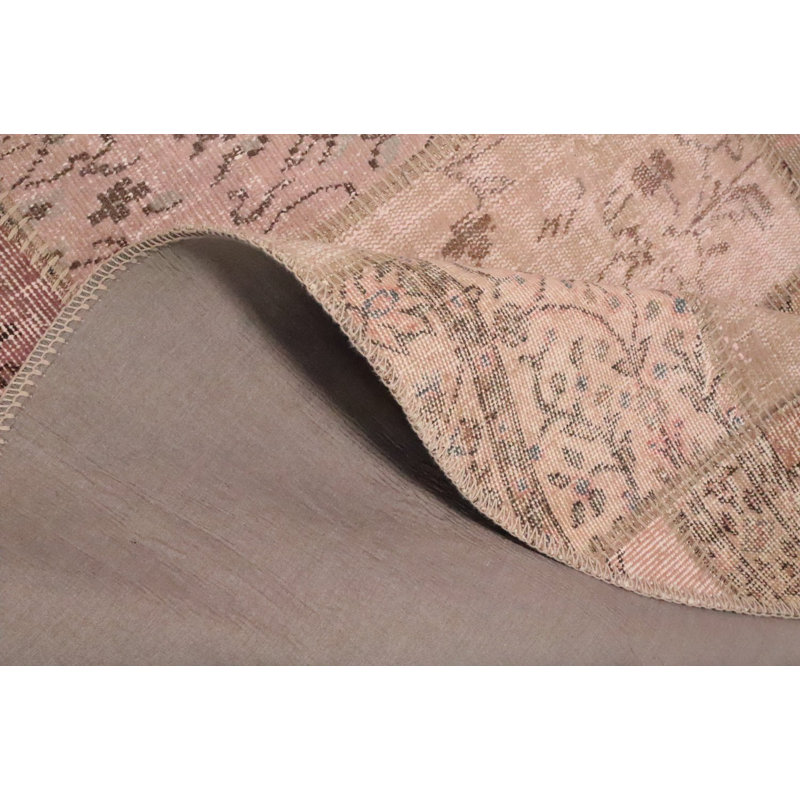 Distressed Modern Patchwork Round Area Rug 5x5