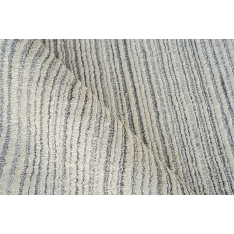 Rossini Striped Area Rug in Silver/Ivory, Rectangle 12' x 15'