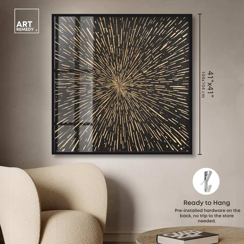 «Primal Burst Boho Gold» par Art Remedy, H 41 po x l 41 po, Noir