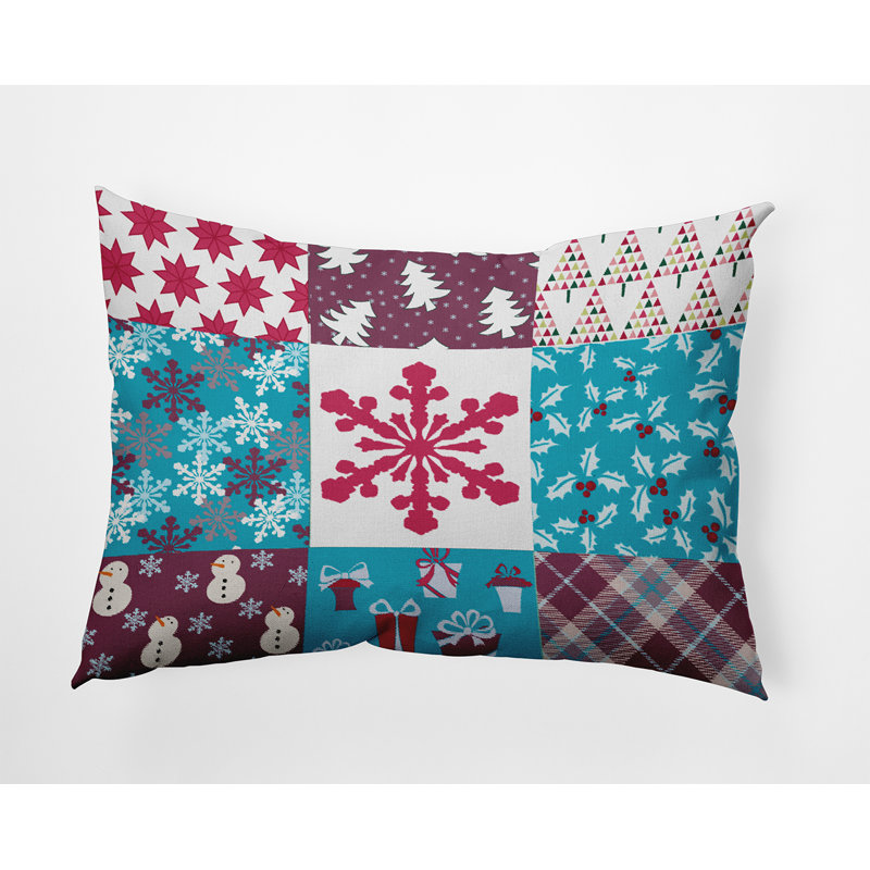 Patchwork Reversible Throw Pillow, 14" x 20", Rectangular