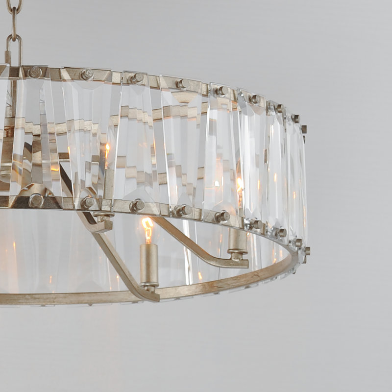 6 - Light Steel Drum Chandelier, Golden Silver