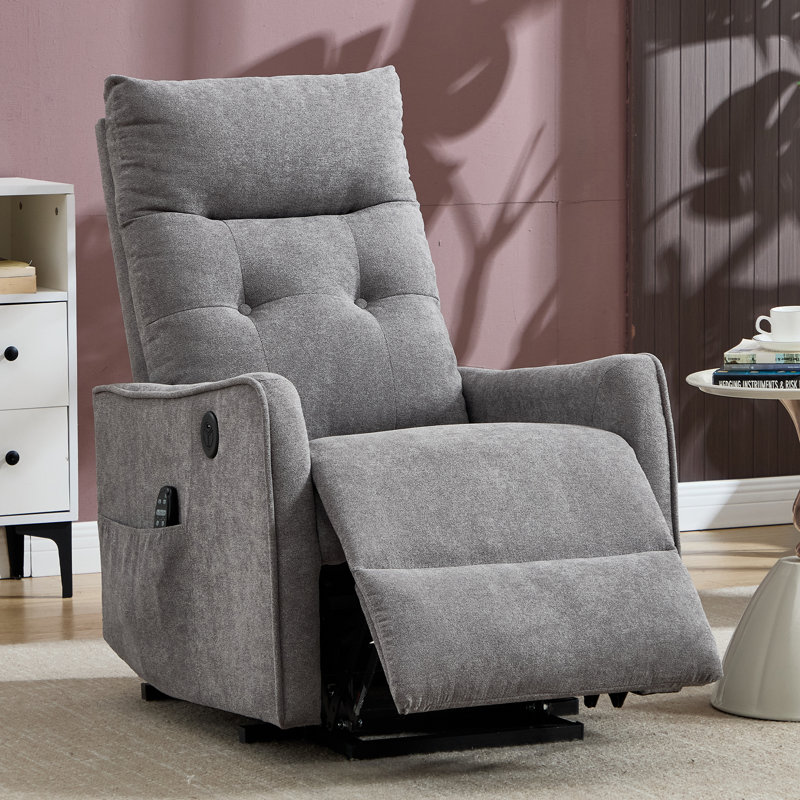  25" W Power Lift Chair Recliners Infinite Position With Heat and 8 Point Massage, Light Gray
