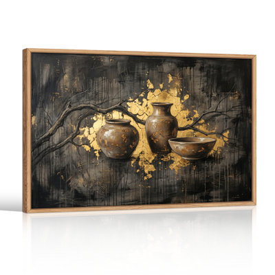 Ensemble de 1 tableau sur toile or foncé