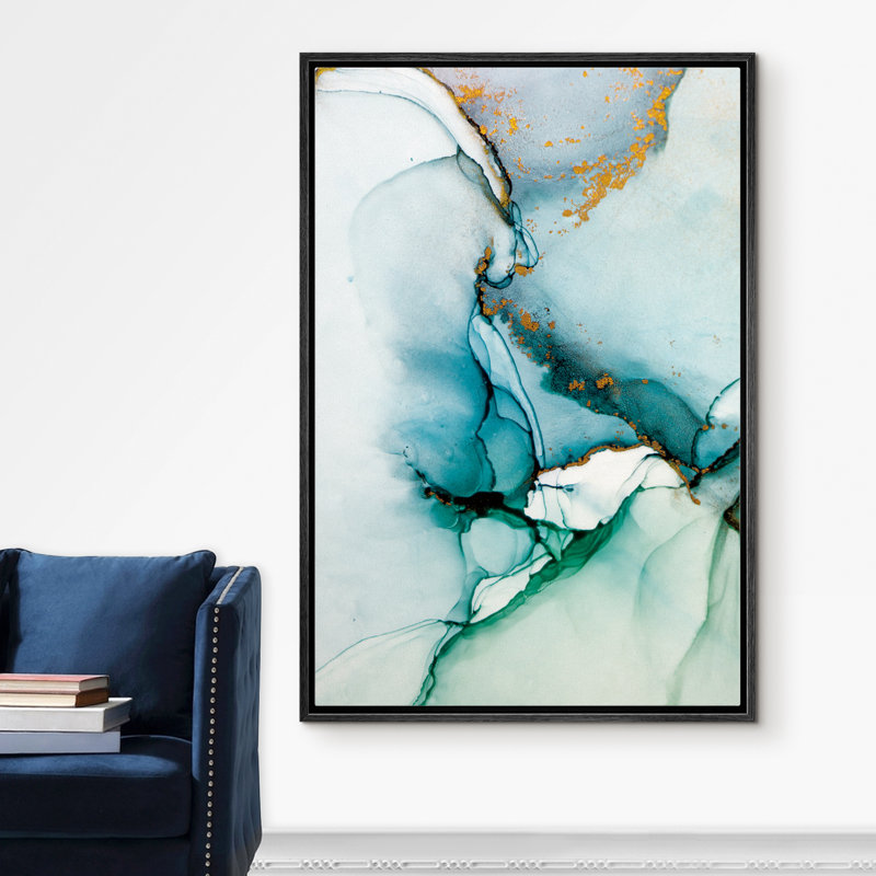 Art moderne, chic, multicolore pour salon, chambre à coucher, bureau, H 24 po x l 16 po x P 1,5 po, Toile encadrée noire
