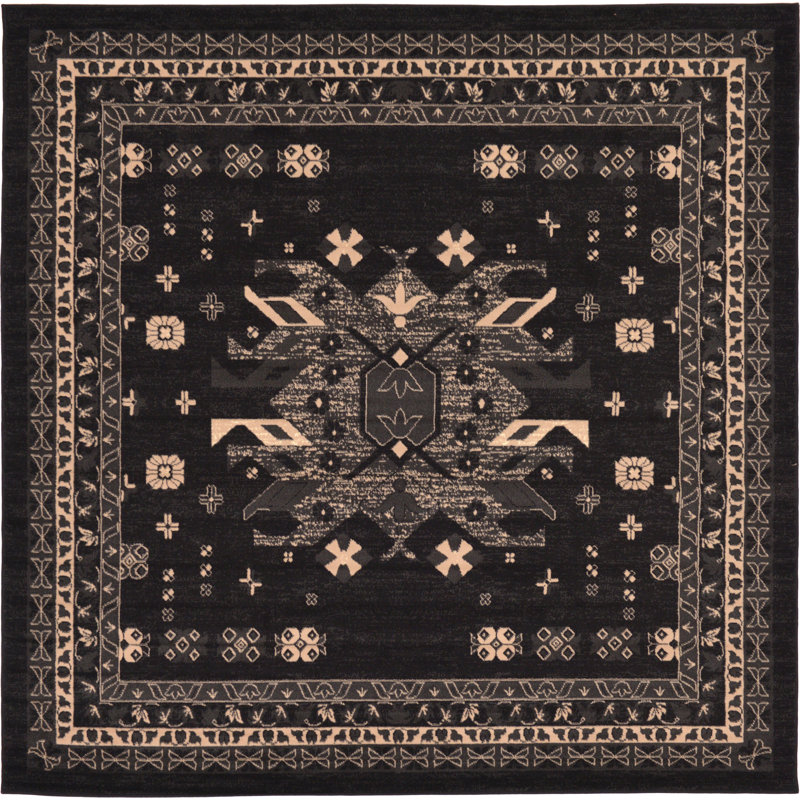 Tapis noir Eesi Southwestern, Carré 8 pi