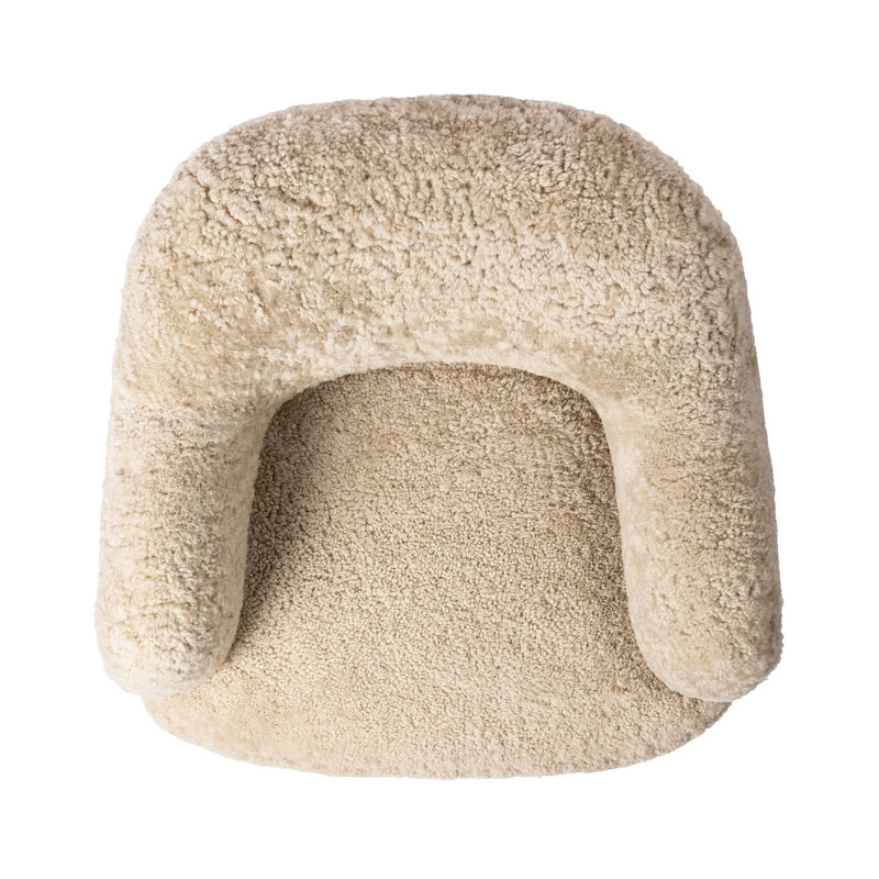 Julius Swivel Chair, Beige Shearling Genuine Fur