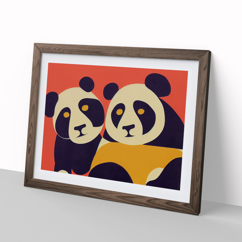 Abstract Pandas Vol.1 - Framed Print, 25cm H x 34cm W x 2cm D, Walnut