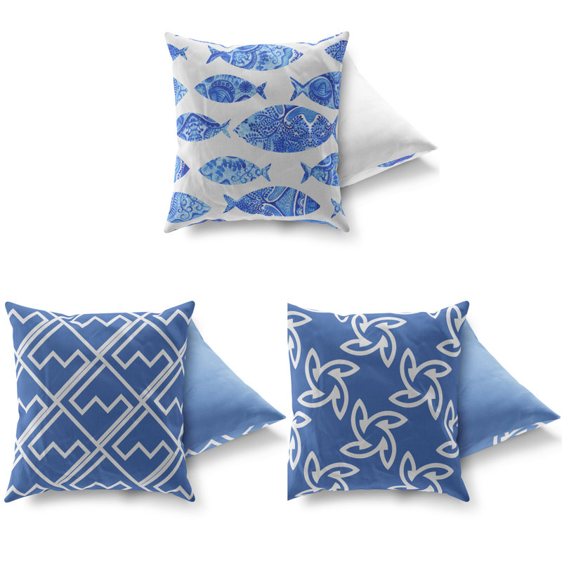 Geometric Cotton Blend Outdoor Throw Pillow