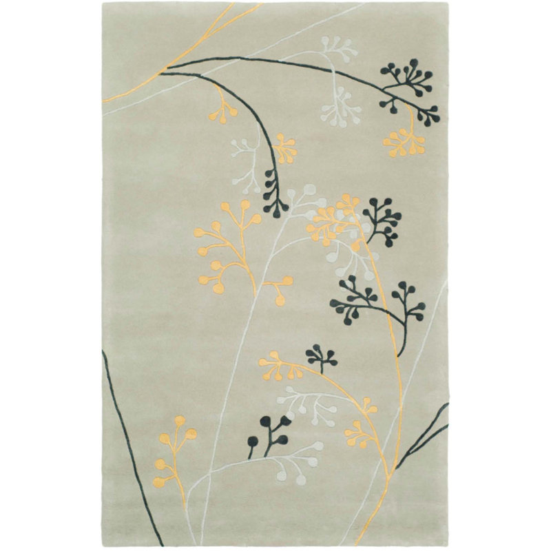 Tapis gris en laine touffeté à la main Avayah, Rectangle 7 pi 6 po x 9 pi 6 po