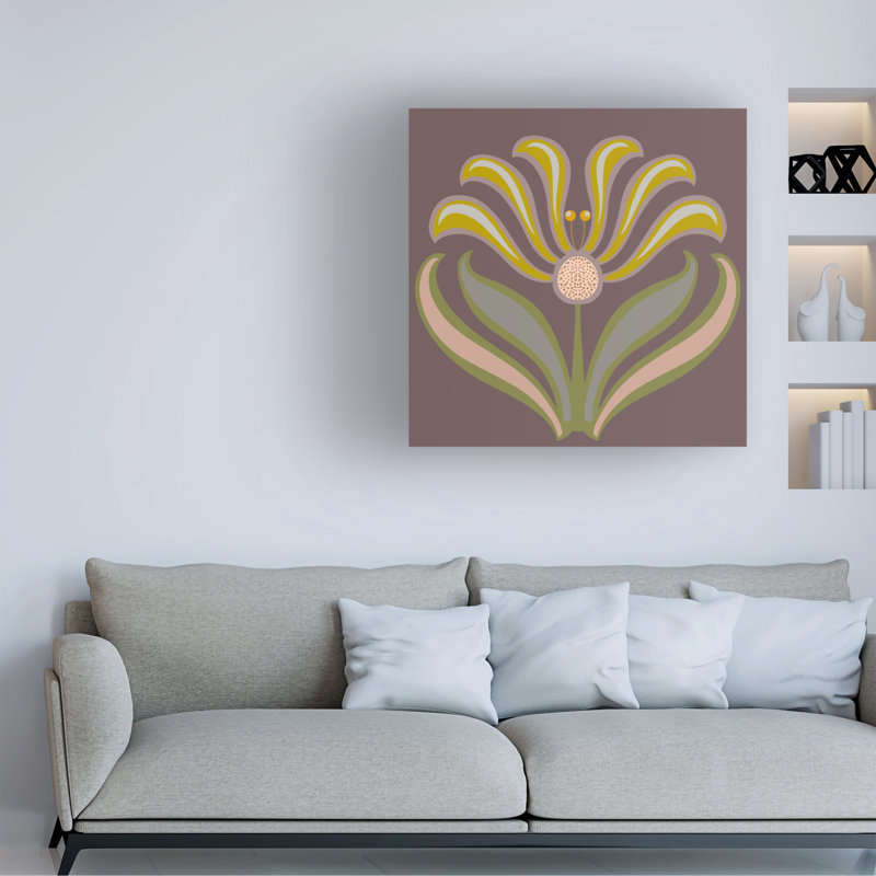 «Graphic Folk Flower IV» sur toile, H 24 po x l 24 po
