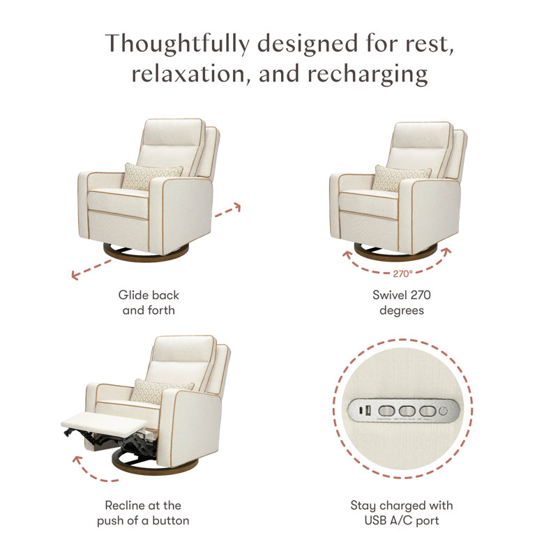Sigi Pro Power Recliner and Swivel Glider with Power Adjustable Headrest and Lumbar Support by Nate Berkus