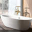 Robinet de baignoire autoportant en métal avec douche à main en or brossé - style moderne pour salle de bain