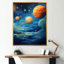 Bleu et orange, planète Odyssey III - espace, art mural