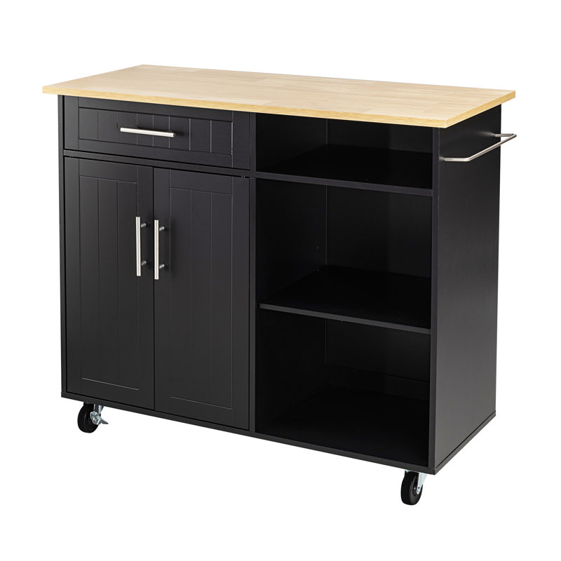 Anjuta Wood Kitchen Cart, Black