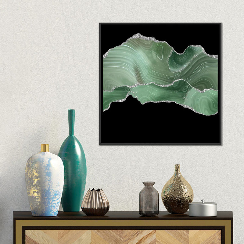 «Agate Texture IV», reproduction d'art sur toile encadrée, Noir, H 18 po x l 18 po