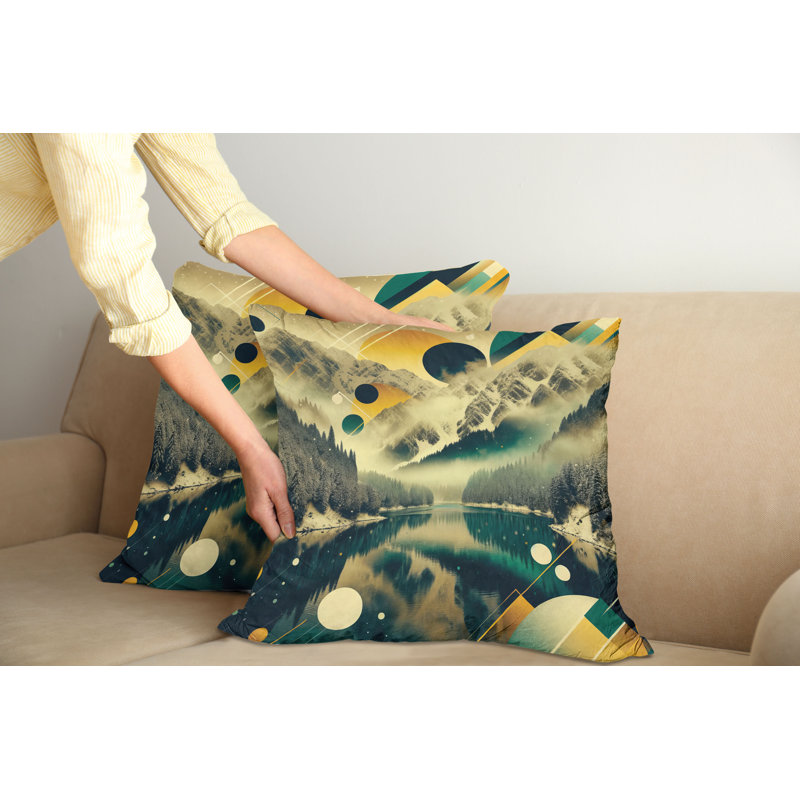 Emerald Green and Amber Microfiber Reversible Throw Pillow Set