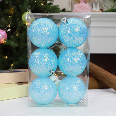 Christmas Balls 6PCS Christmas Decoration Christmas Tree Hangings Decorations Pa - Shatterproof Blue Hanging Decor for Holiday Party Festival Ornaments Beautiful Premium Festive Indoor Setup