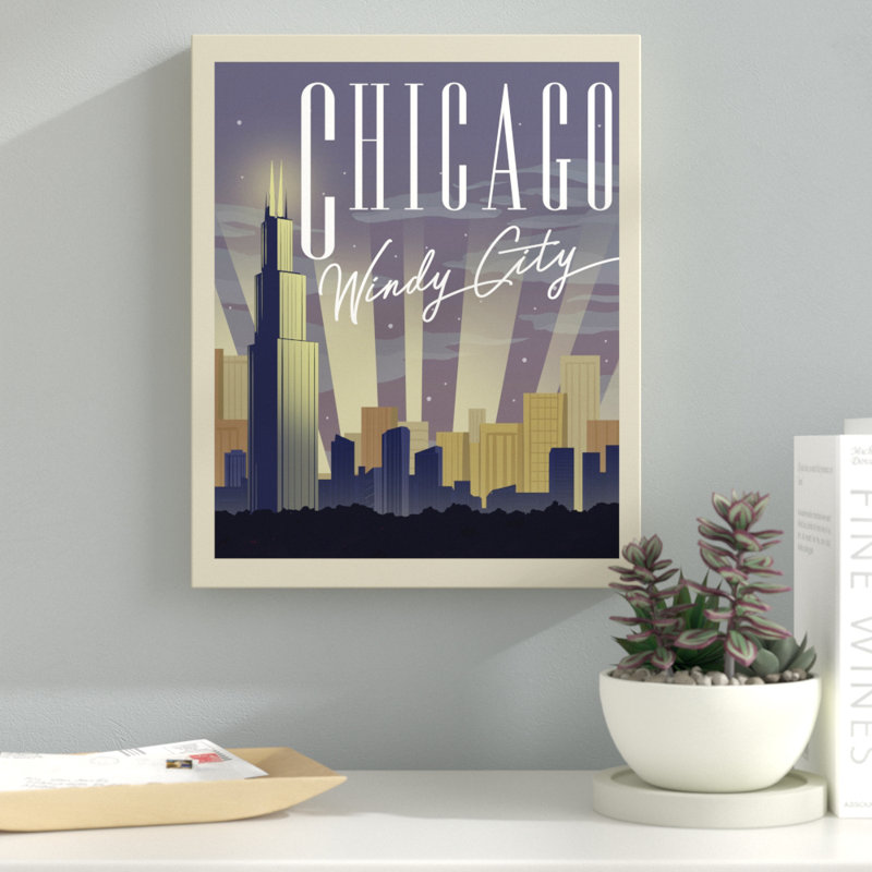 " Chicago Postcard ", Wrapped Canvas, 20" H x 20" W x 1.5" D