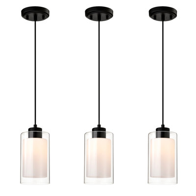 Mini-luminaire suspendu en nickel brossé transparent à 1 lumière Niyon