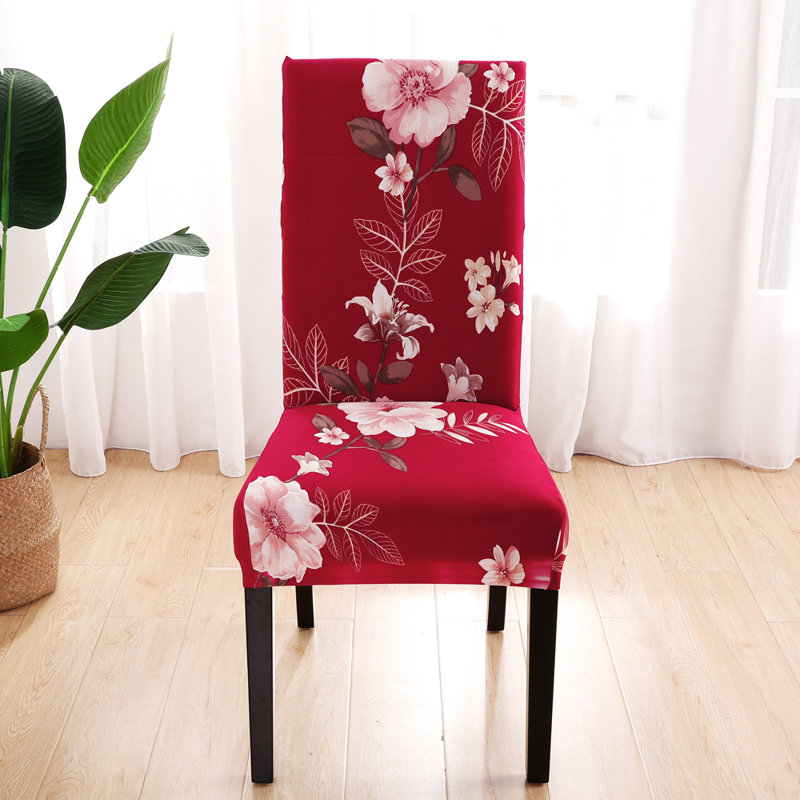 Housse extensible pour chaise de salle à manger à coussin carré en spandex, Mélange de polyester rouge baroque