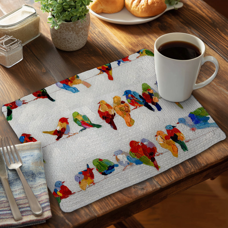 Ensemble de 4 napperons colorés en polyester tressé au fil métallique