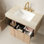 Meuble-lavabo de salle de bain 36 po MURI, armoire de rangement en contreplaqué flottant avec tiroir et porte, plateau en pierre frittée en travertin Roma et lavabo en céramique avec 3 trous de robinet pré-percés, pré-assemblé, grain de bois de chêne blanc