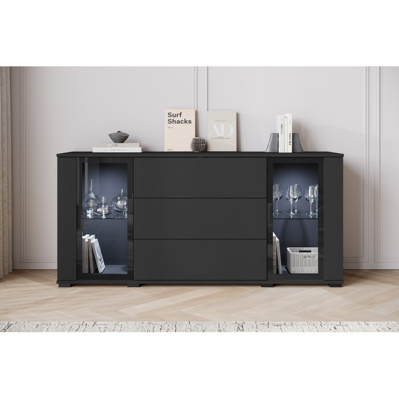 Demicah Laminate 3 - Drawer Standard Accent Chest, Black