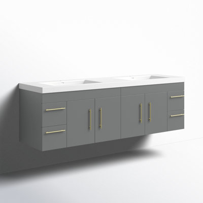 Stollings 70.5 " W Wall Mounted Double Vanity Bathroom Vanity With Acrylic Top