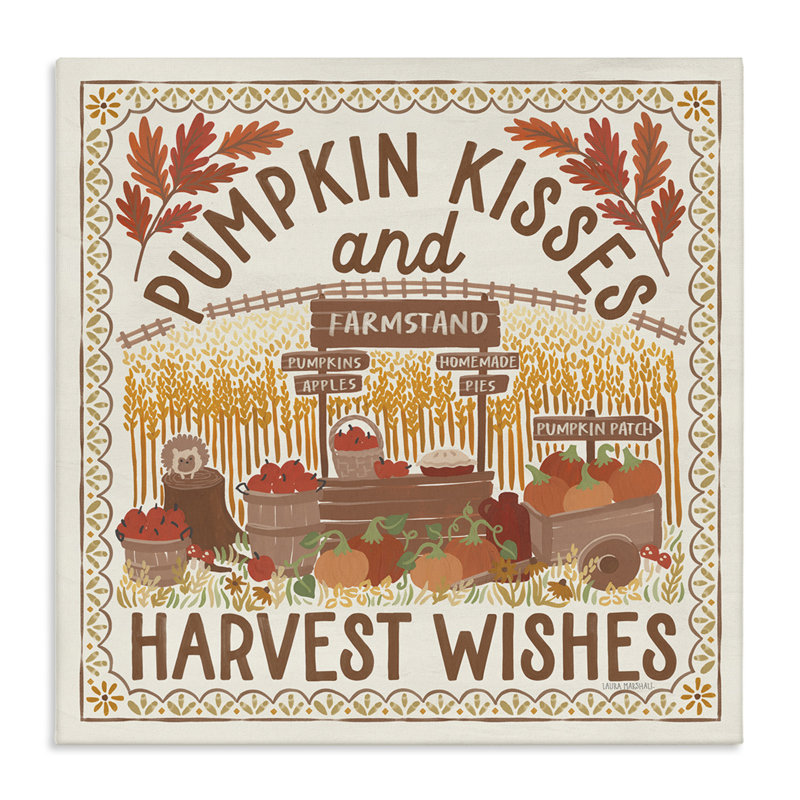 "Pumpkin Kisses Fall Scene", art mural par Laura Marshall, H 17 po x l 17 po