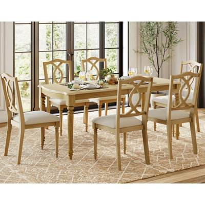 Ensemble de salle à manger 7 pièces, une table et 6 chaises, ensemble de table de salle à manger pour 4 à 6 personnes, chêne